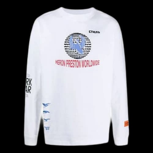 HERON PRESTON Logo Printing Long Sleeves White