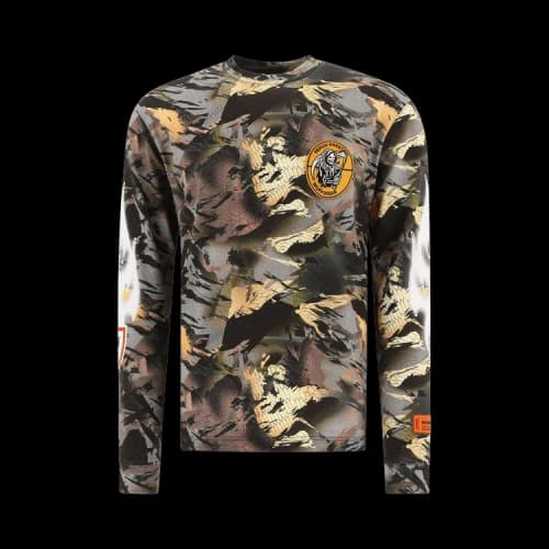 Heron Preston Flaming Sleeves Long-Sleeve Tee 'Camou Green/White'