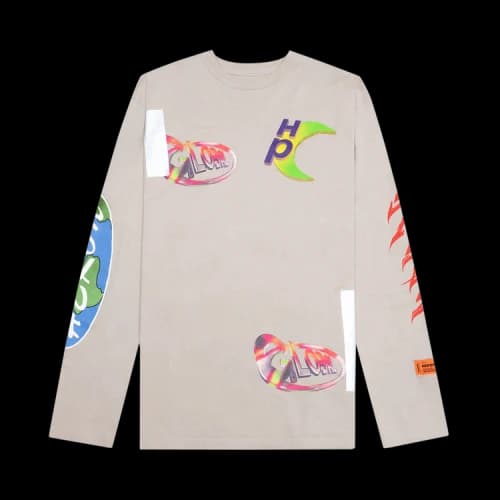 Heron Preston Global Collage Long-Sleeve Tee 'Grey/Blue'