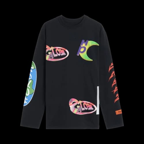 Heron Preston Long-Sleeve Global Collage Tee 'Black/Blue'