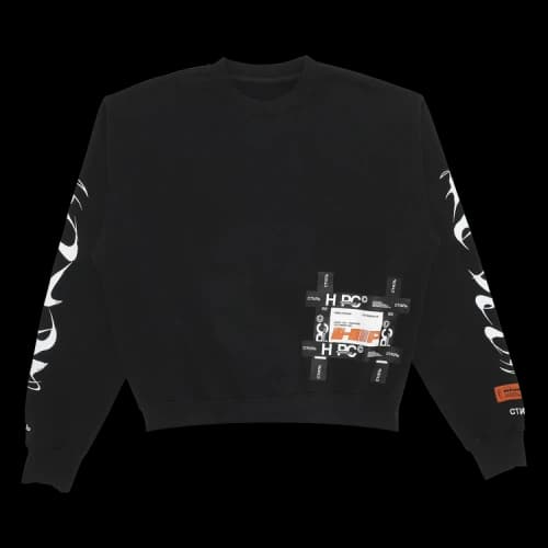 HERON PRESTON HP Brush Crewneck Sweatshirt 'Black White'
