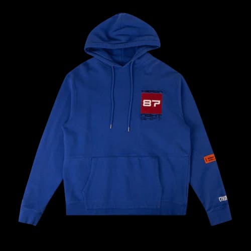 Heron Preston Night Shift Logo Hooded Sweatshirt 'Blue'
