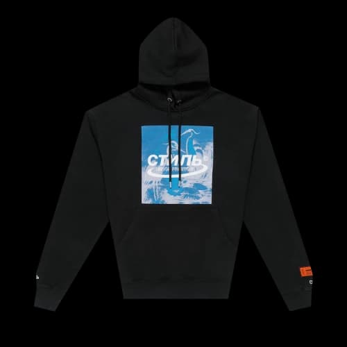 HERON PRESTON SS21 Herons Halo Hoodie 'Black Blue'