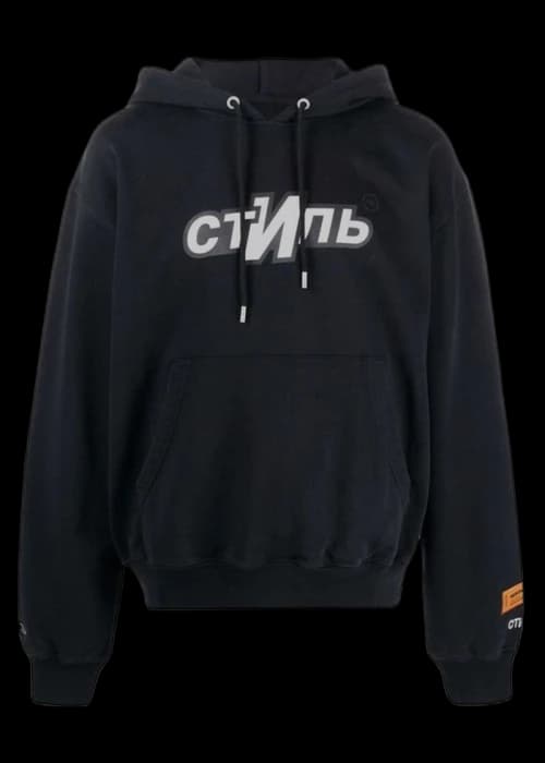 Heron Preston Style Graphic Hoodie Black