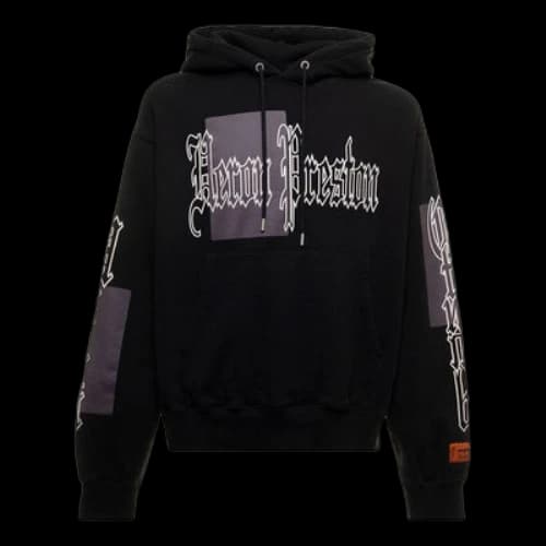 HERON PRESTON FW22 Logo-print Cotton Hoodie 'Black'
