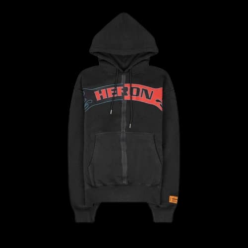 Heron Preston Flaming Split Tape Hoodie 'Black/Red'