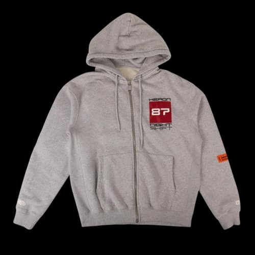 Heron Preston Night Shift Logo Zip Up Sweatshirt 'Grey'