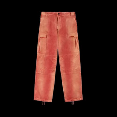 Heron Preston Distressed Canvas Cargo Pants 'Red'