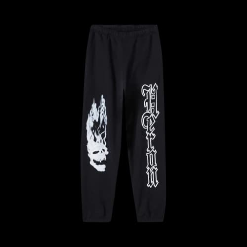 HERON PRESTON Flaming Skull Sweat Pants 'Black White'