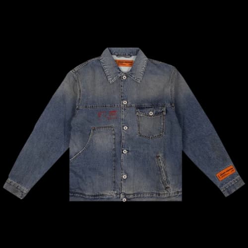 Heron Preston Washed Denim Logo Worker Jacket 'Blue'