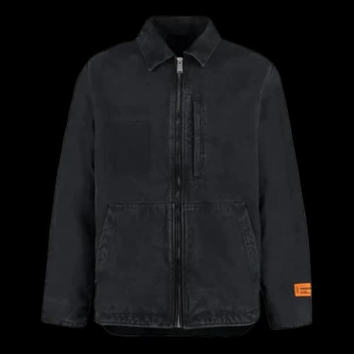 HERON PRESTON Collared Zip-Up Denim Jacket 'Black'