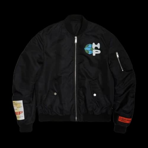 HERON PRESTON FW21 HP World Wide Print Bomber 'Black'