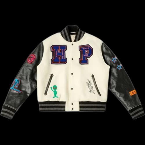 Heron Preston Patches Varsity Jacket 'Ivory/Red'