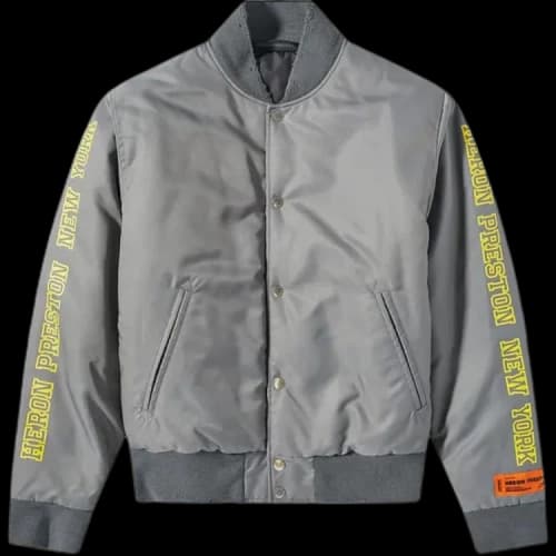 Heron Preston Sponsor Nylon Varsity Jacket 'Grey'