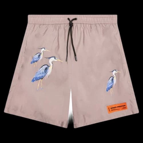Heron Preston Nylon Printed Swimshorts 'Taupe Herons'