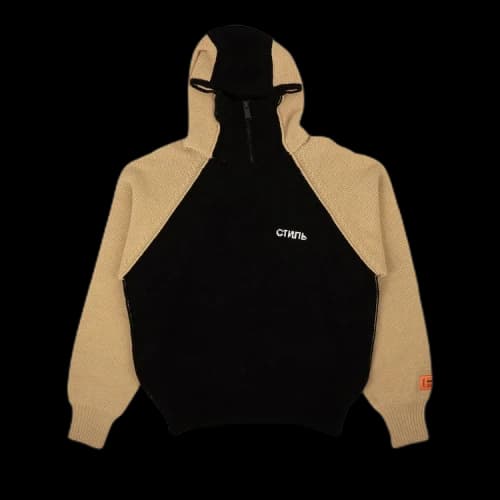 Heron Preston Zip CTNMB Reverse Knit Hoodie 'Black/Tan'