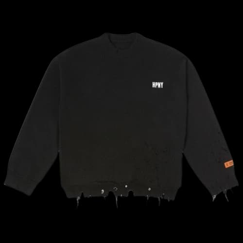 Heron Preston Shredded Knit Crewneck 'Black/White'
