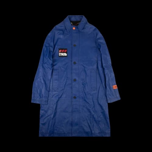 Heron Preston Leather Logo Patch Coat 'Blue'
