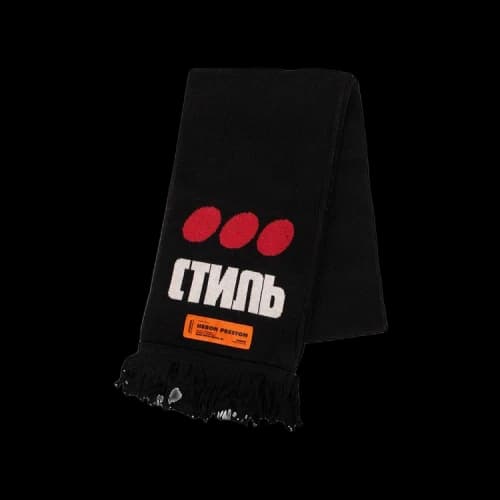 Heron Preston Logo Print Knit Logo Scarf 'Black'