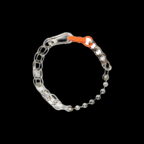 Heron Preston Multichain Necklace 'Silver/Orange'