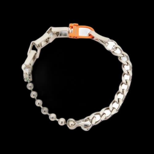 Heron Preston Multi Chain Square Necklace 'Silver/Orange'