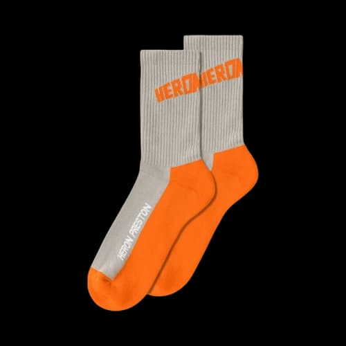 Heron Preston Color Block Logo Long Socks 'Grey/Orange'