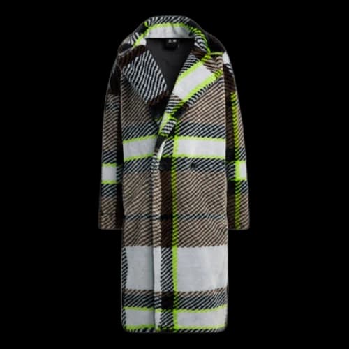 adidas x Ivy Park Long Plaid Faux Fur Jacket 'Clear Grey Brown Green'