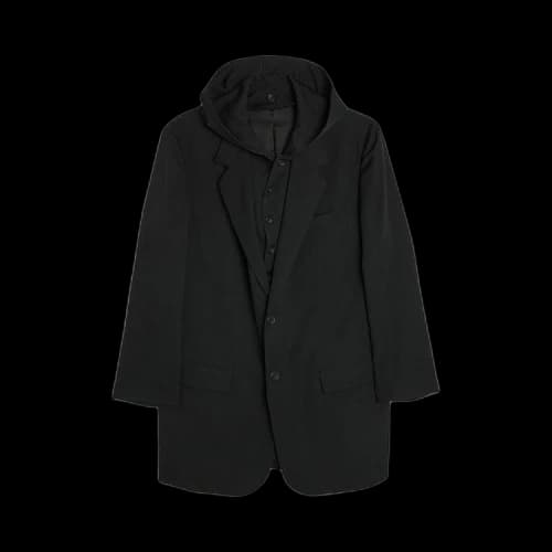 Yohji Yamamoto Pour Homme Wrinkle Gabardine Hooded Jacket 'Black'