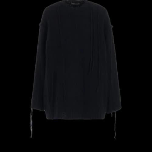 Yohji Yamamoto Pour Homme Stripe String Switching Round Neck 'Black'