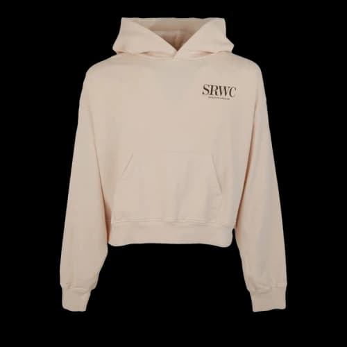 Sporty & Rich Upper East Side Cropped Hoodie 'Cream/Chocolate'
