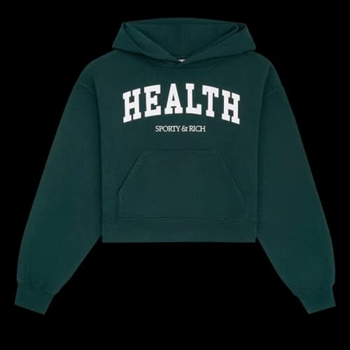 Sporty & Rich Health Ivy Cropped Hoodie 'Forest'