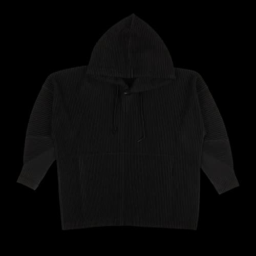 Issey Miyake Pleated Pullover Hoodie Sweatshirt 'Black'