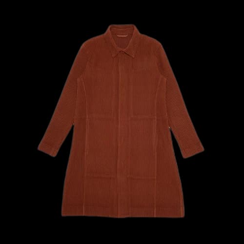 Homme Plissé Issey Miyake Basic Pleated Trench Coat 'Burnt Sienna'