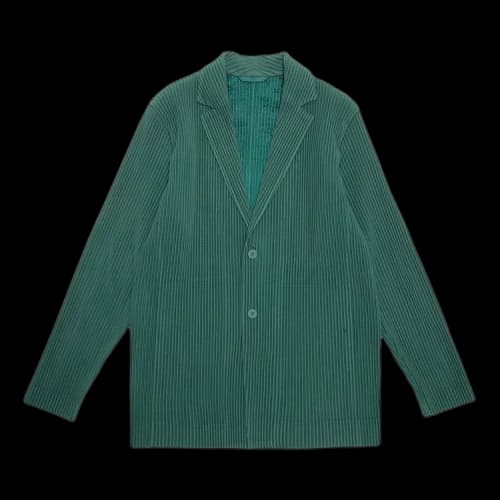 Homme Plissé Issey Miyake Pleated Button Down Jacket 'Green'