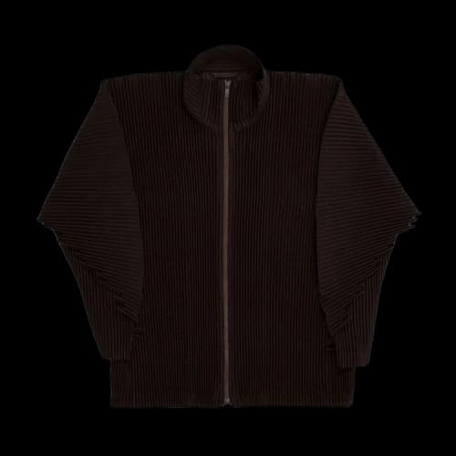 Issey Miyake Serrate Zip Up Cardigan 'Brown'