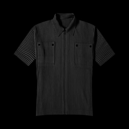 Homme Plissé Issey Miyake Pleated Patch Pocket Shirt 'Black'
