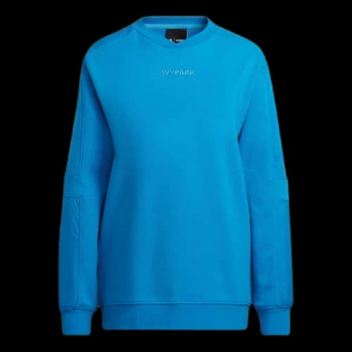 adidas x Ivy Park Crossover Solid Color Chest Logo Embroidered Pullover Round Neck Long Sleeves Blue