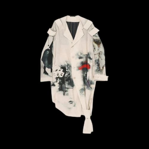 Yohji Yamamoto Patterned Double Jacket With Shoulder Epaulettes 'White/Black'