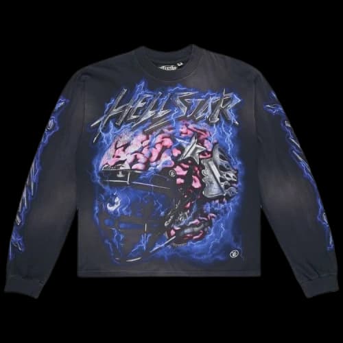 Hellstar Powered By The Star Long-Sleeve T-Shirt 'Black/Purple'