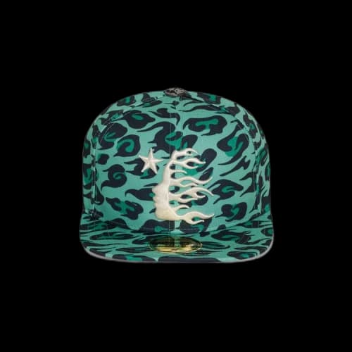 Hellstar Cheetah Print Fitted Hat 'Green'