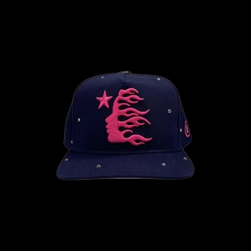 Hellstar Og Logo Hat Snapback + Rhinestones 'Navy'