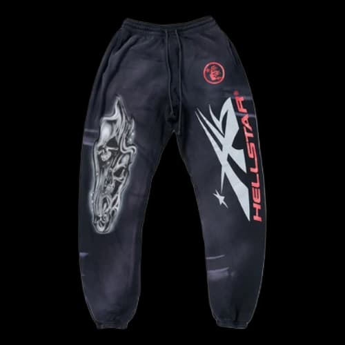 Hellstar Airbrushed Skull Closed Elastic Bottom Sweatpants 'Dark Grey'