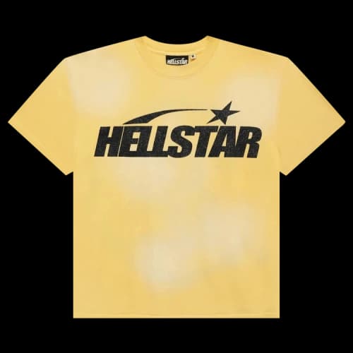 Hellstar Classic Black Glitter Logo T-Shirt 'Yellow'