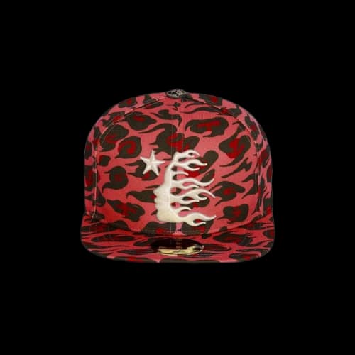 Hellstar Cheetah Print Fitted Hat 'Red'
