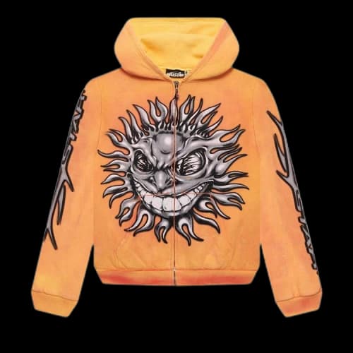 Hellstar Sun Zip-Up Hoodie 'Orange'