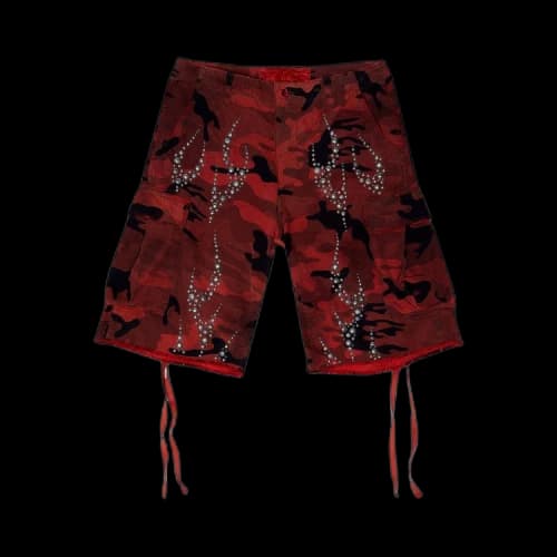 Hellstar Studded Cargo Shorts 'Red Camo'