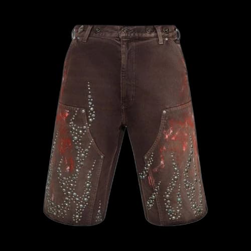 Hellstar Studded Denim Shorts 'Brown'