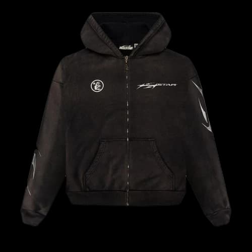 Hellstar Logo Zip-Up Hoodie 'Black'