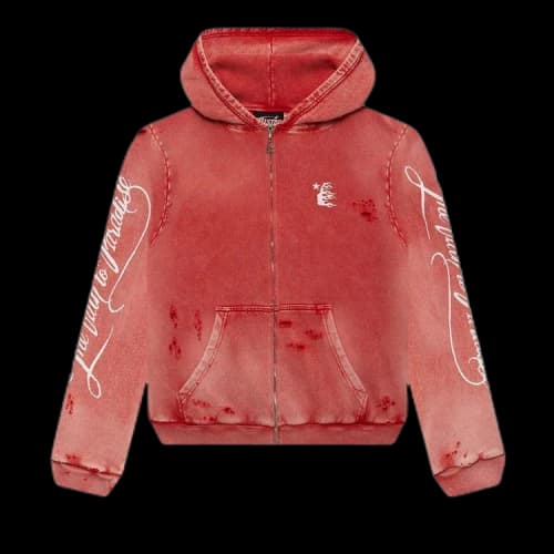 Hellstar Path To Paradise Zip-Up Hoodie 'Red'