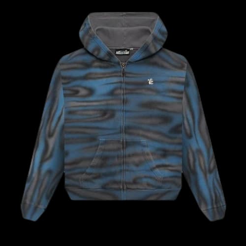 Hellstar Classic Logo Airbrush Zip-Up Hoodie 'Blue'